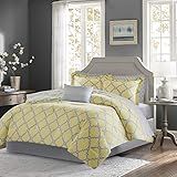 Madison Park Essentials Merritt Full Size Bed Comforter Set Bed in A Bag - Grey/Yellow , Geometric – | Amazon (US)