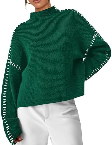 PRETTYGARDEN Women's Chunky Knit Sweaters 2026 Fall Long Sleeve Mock Neck Oversized Pullover Tops... | Amazon (US)