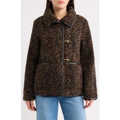 Bernardo High Pile Fleece Coat in Brown Leopard at Nordstrom, Size X-Small | Nordstrom