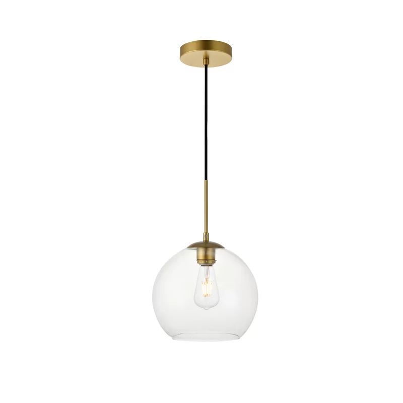 9.9" H x 9.8" W x 9.8" D Brass Yearwood 1 - Light Single Globe Pendant | Wayfair North America