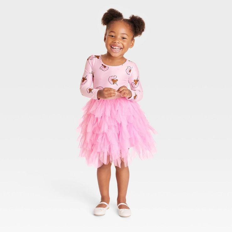 Toddler Girls' Afro Unicorn Printed Tutu Dress - Pink | Target