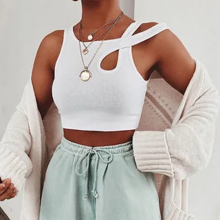 Dictynna Asymmetric Cutout Cropped Tank Top | YesStyle | YesStyle Global