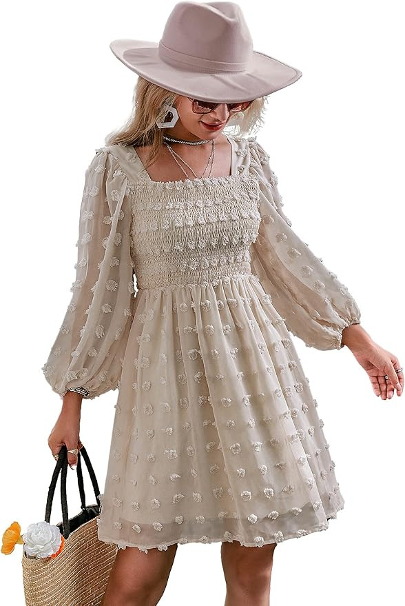 BerryGo Women's Vintage Off Shoulder High Waist Floral Print Beach Mini Dress | Amazon (US)