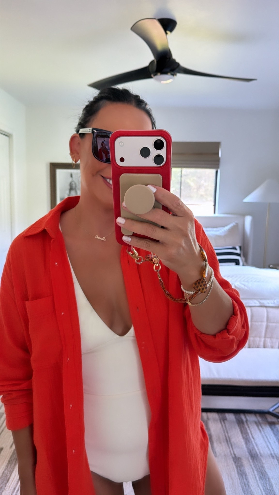 Coverup shirt runs big so size down (I’m in a small), swimsuit size large (I always size up in swimsuits). The swimsuit is flattering, supportive and has good butt coverage.

#LTKSaleAlert #LTKSwim #LTKMidsize