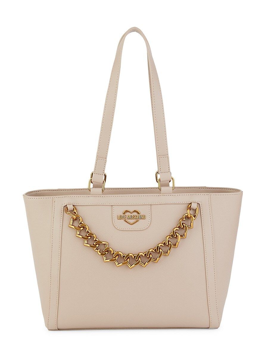Love Moschino Women's Grigio Chain-Detail Faux Leather Tote - Beige | Saks Fifth Avenue OFF 5TH
