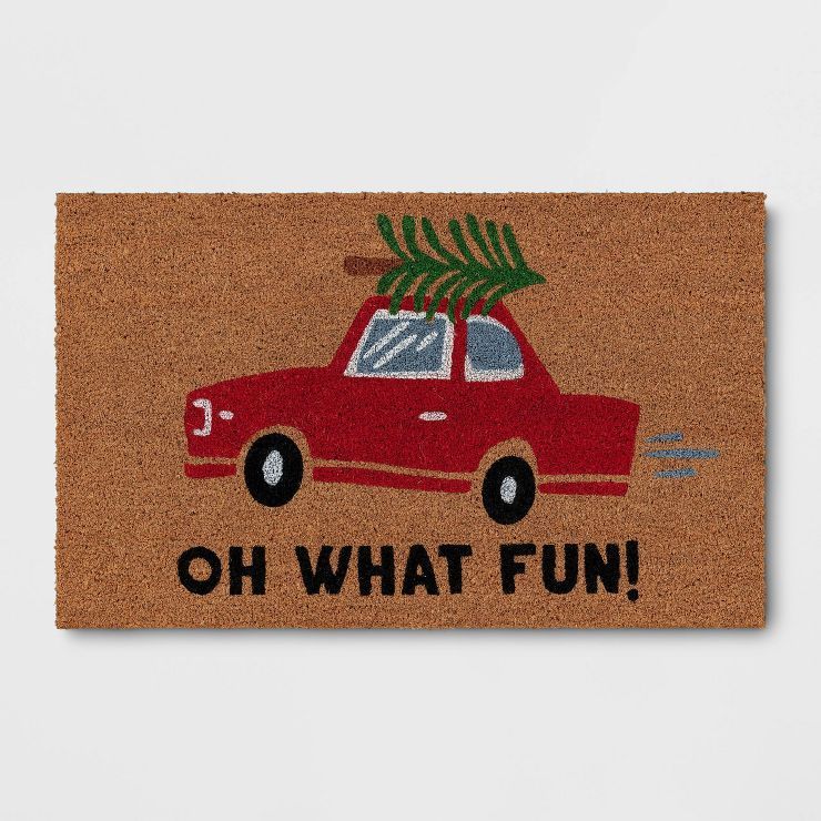 1'6"x2'6" 'Oh What Fun' Car Doormat Red - Wondershop™ | Target