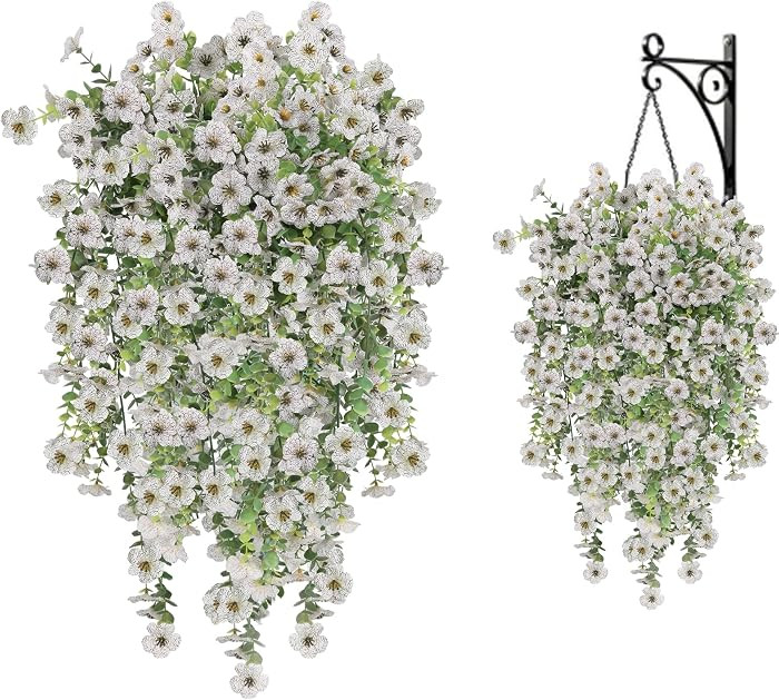 Artificial Hanging Flowers for Outdoors, 3PCS UV Resistant Artificial Outdoor Flowers, Silk Summe... | Amazon (US)