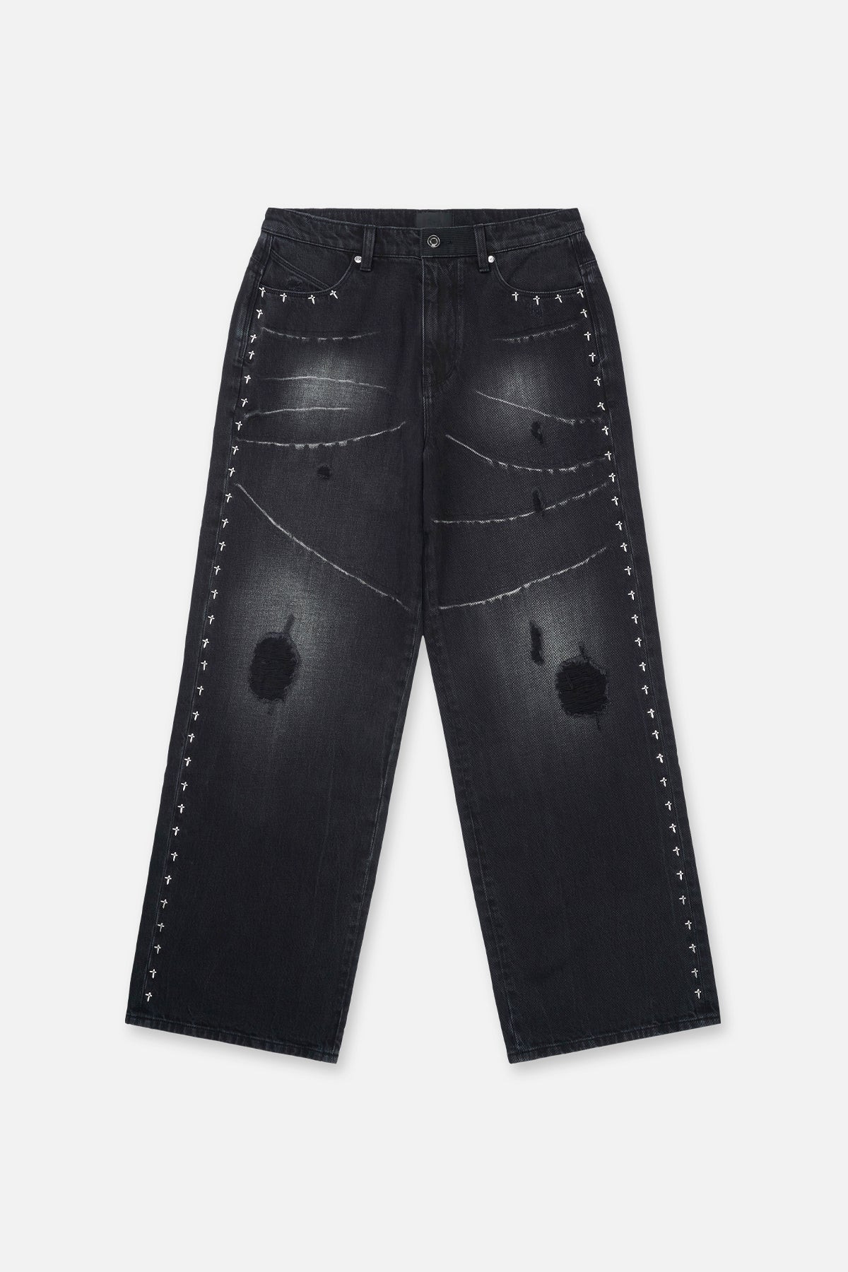 Men's Black Studded Wide Leg Jean | RTA | RTA