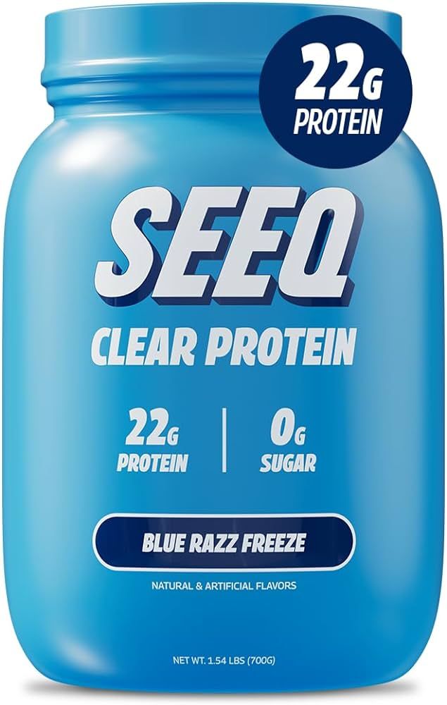 SEEQ Supply Clear Whey Isolate Protein Powder, Blue Razz Freeze - 25 Servings, 22g Protein Per Se... | Amazon (US)