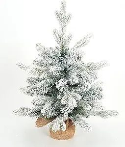 Diahom Tabletop Christmas Tree Artificial Mini Small 18 inches Snow Flocked Xmas Pine Tree for Ta... | Amazon (US)