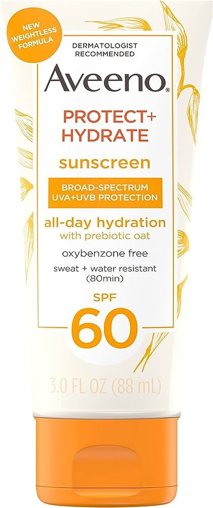 Aveeno Protect + Hydrate Moisturizing Body Sunscreen Lotion with Broad Spectrum SPF 60 & Prebioti... | Amazon (US)