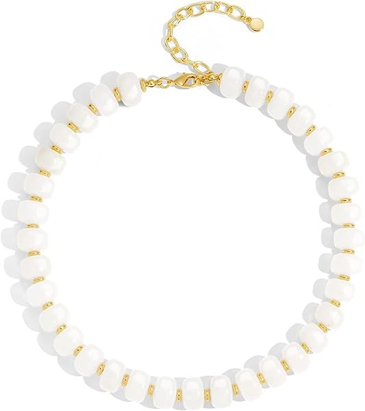 Amazon.com: INNERDIVA Chunky Beaded Necklace for Women Statement Big Large White Bead Choker Neck... | Amazon (US)