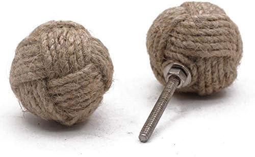 RII 12 Rope Doorknobs Nautical Twisted Decorative Jute, Rustic Rope Knot Drawer Pull and Push, Fu... | Amazon (US)
