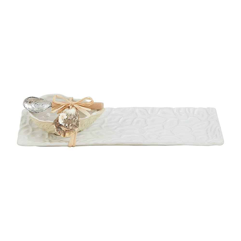 Mud Pie Oyster Tray & Dip Set, Tray 4" X 14" | Dip 3" X 5" | Spoon 5 1/2" | Amazon (US)