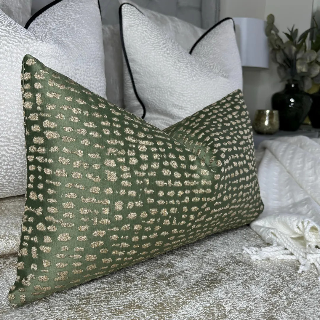 Luxurious Olive Green & Gold Shimmer Throw Pillow Cover - Ashley Wilde ESTRADA Fabric - Global Sh... | Etsy (US)
