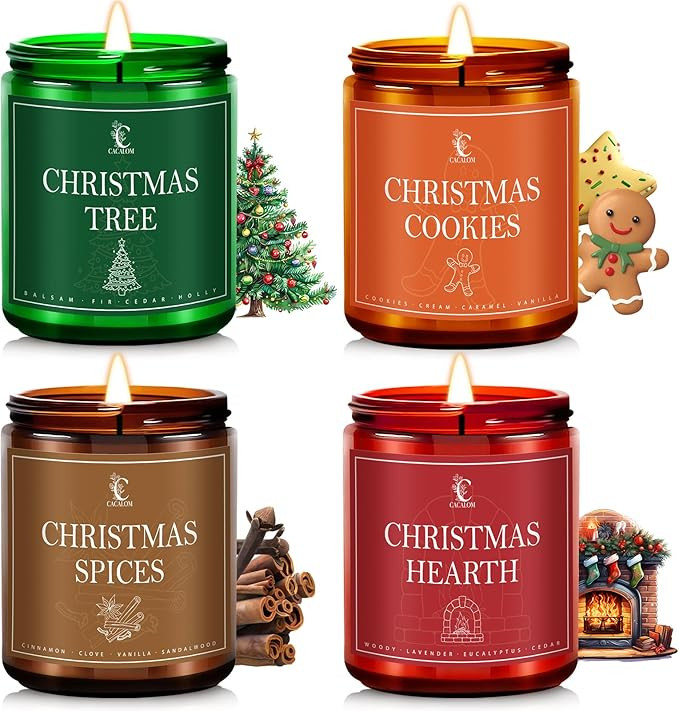 Winter Candle Set, Winter Scented Candles for Home, 4 Pack Winter Holiday Candles Soy Wax Candles... | Amazon (US)