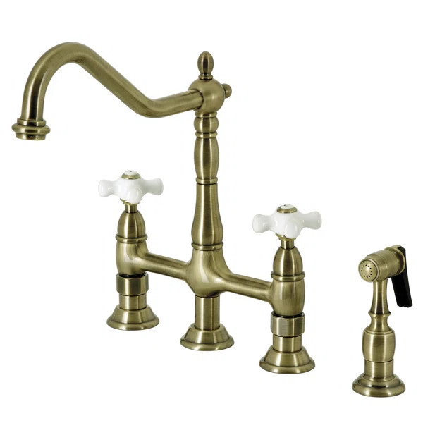 Heritage Bridge Faucet with Side Spray | Wayfair North America