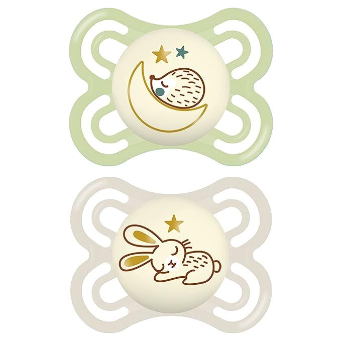 MAM Perfect Night Baby Pacifier, Patented Nipple, Glows in the Dark, 2 Pack, 0-6 Months, Unisex | Amazon (US)