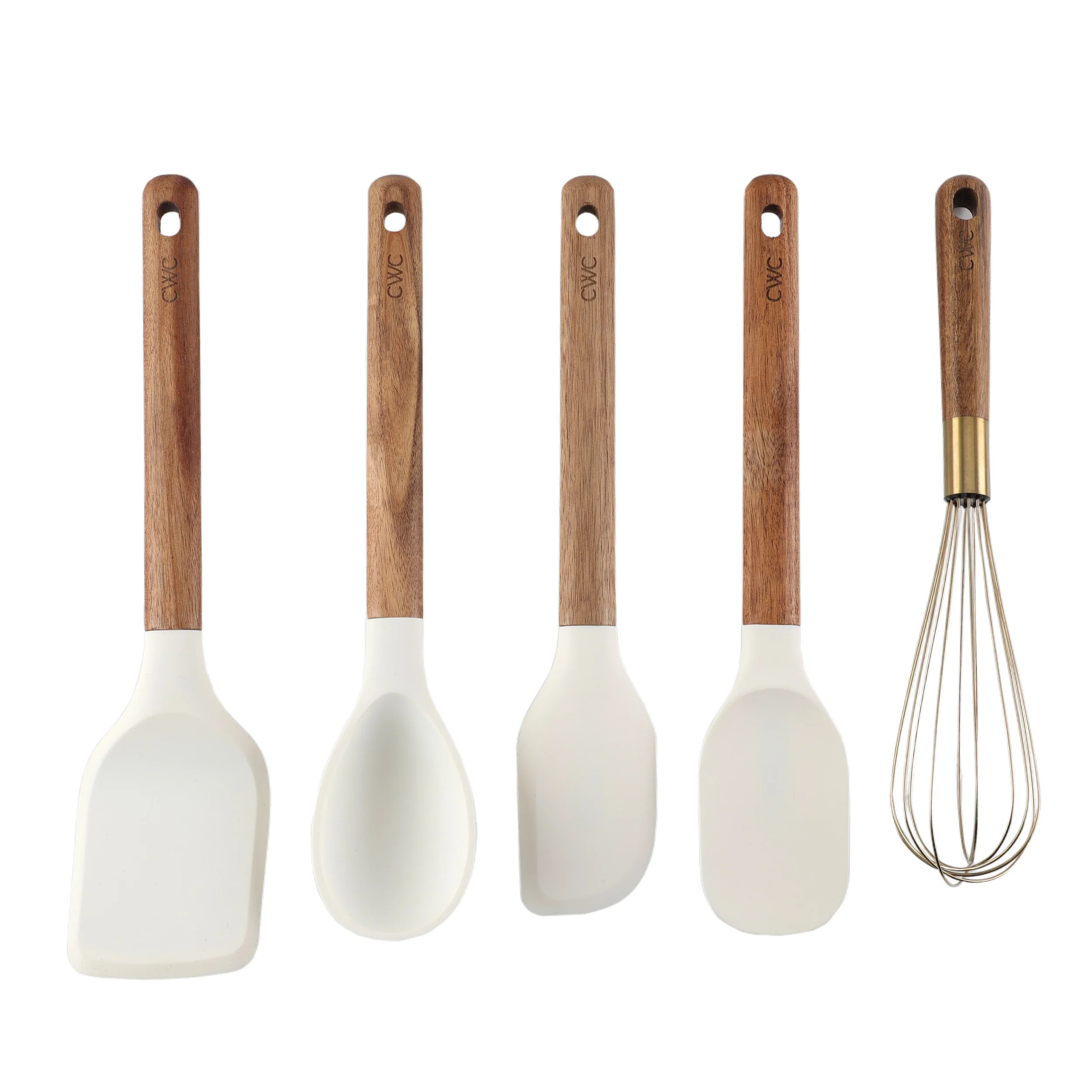 Cook with Color 5-Piece Wooden Cooking Utensils Set with Silicone Heads, Stylish & Durable Kitche... | Walmart (US)