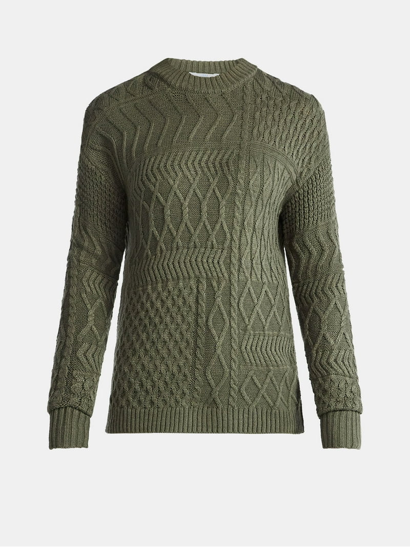 Time and Tru Women’s and Women’s Plus Mixed Stitch Sweater, Midweight, Sizes XS-4X | Walmart (US)