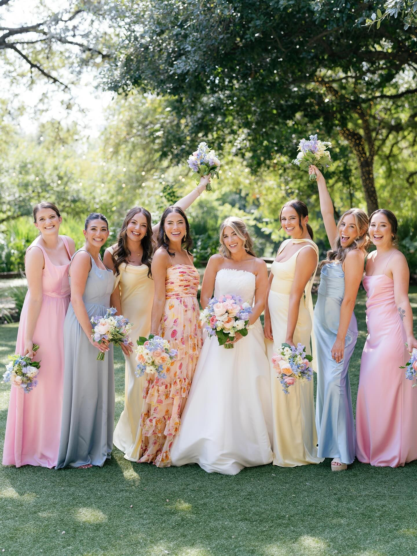 Dream girls, dream colors, no notes ✨ swipe to see the personalized mood boards I created 🩷💛🩵

Bride: @meggymeza 
Florals: @bouquetsofaustintx 
Brides dress: @pronovias 
Bridesmaid: @mumuweddings 
Venue: @fsaustin 
Planner: @pearleventsaustin 
Hair & make up: @thinkbrinkbeauty

#LTKWedding #LTKBeauty