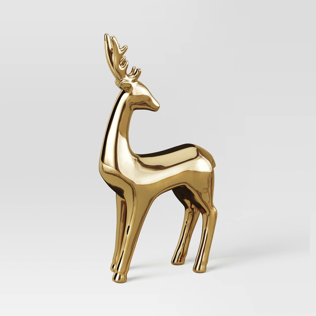 14.75" Plated Ceramic Standing Reindeer Animal Christmas Sculpture - Wondershop™ Gold | Target