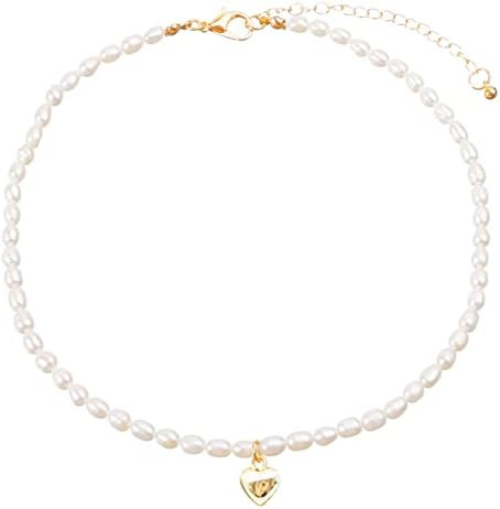 wgoud Natural Freshwater Pearl Choker Necklace for Women, Trendy 14K Gold Plated Pearl Necklaces ... | Amazon (US)