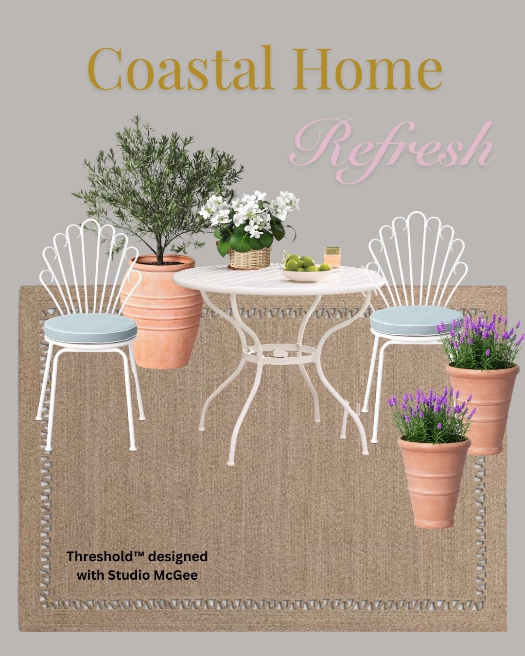 A quick coastal refresh, thoughtfully layered. 

This small patio moment proves you don’t need a large space to create something beautiful, just the right mix of texture, tone, and detail. I pulled these pieces from @Target Threshold designed with Studio McGee to create an effortless, collected feel. 

#coastalhome #targetcoastalhome 

#LTKHome #LTKstorytime #LTKMothersDay