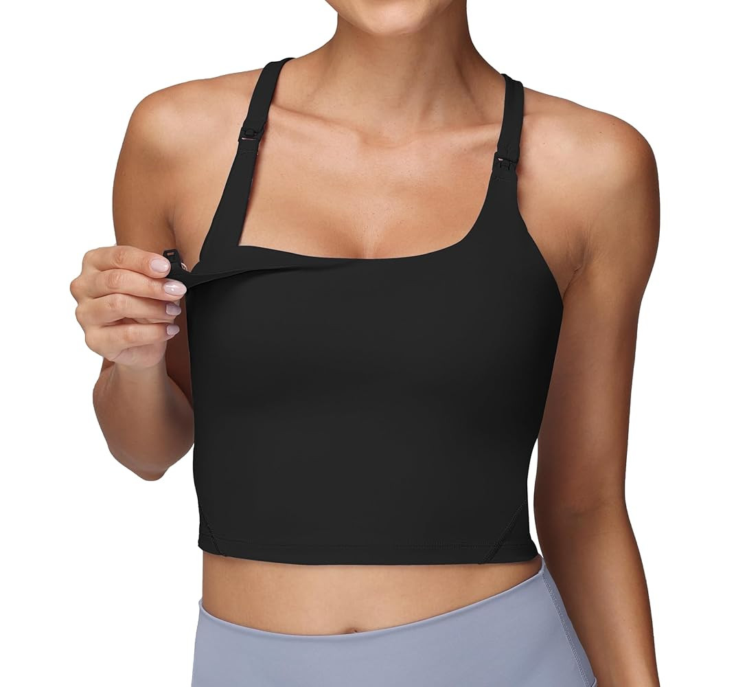 Foucome Nursing Tank Tops for Breastfeeding Y-Back Racerback Longline Maternity Sports Bra Workou... | Amazon (US)