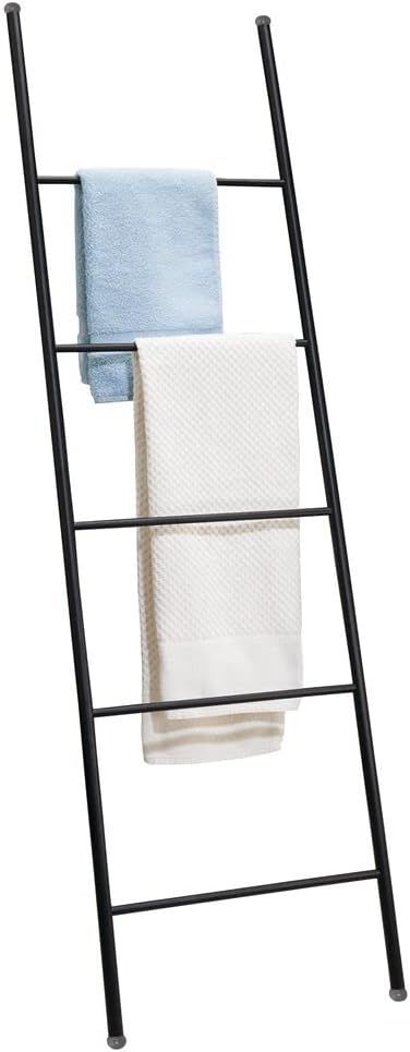 mDesign Metal Free Standing Bath Towel Blanket Ladder Storage Organization, Rack for Bathroom, Be... | Amazon (US)