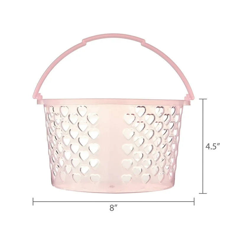 Plastic Heart-Shaped Basket, Light Pink, 8" x 5", Valentine's Day by Way To Celebrate | Walmart (US)