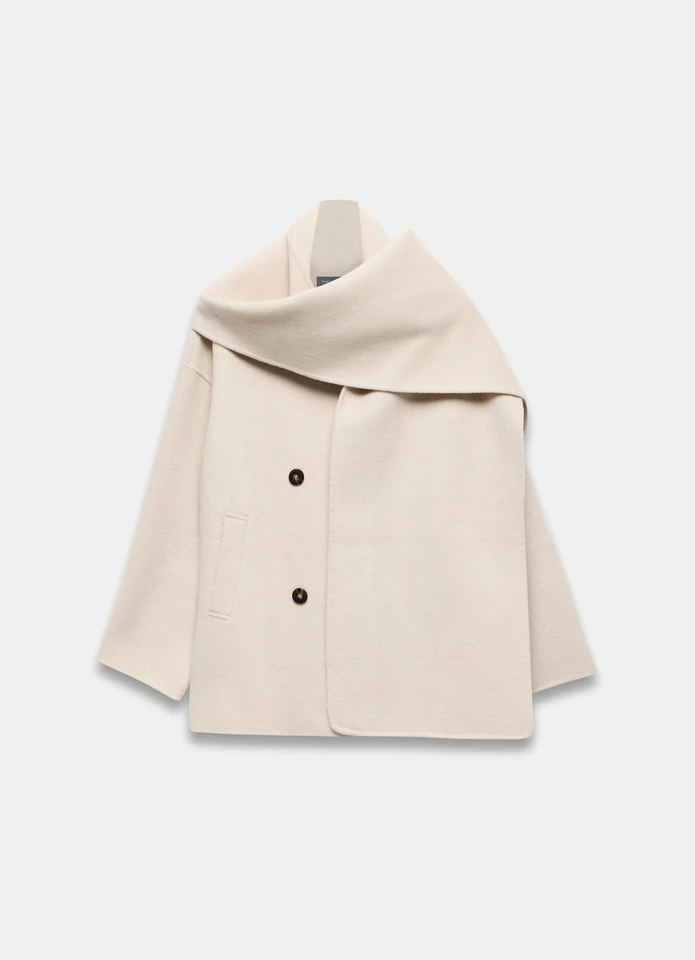 Neutral Wool Blend Hand Finished Scarf Coat | Mint Velvet