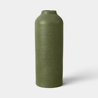 Tall Modern Textured Ceramic Vase Green - Threshold™ | Target