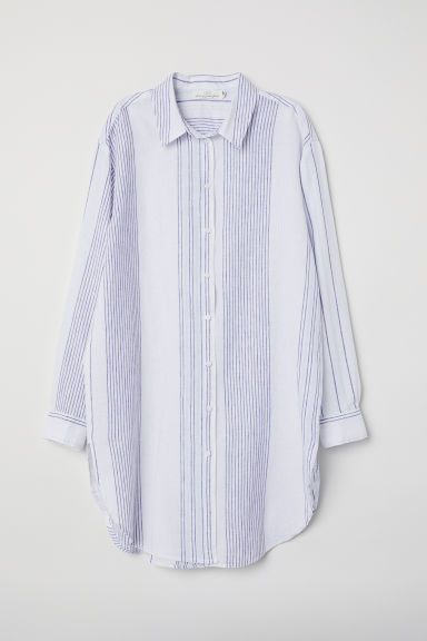H & M - Long Linen-blend Shirt - White | H&M (US + CA)