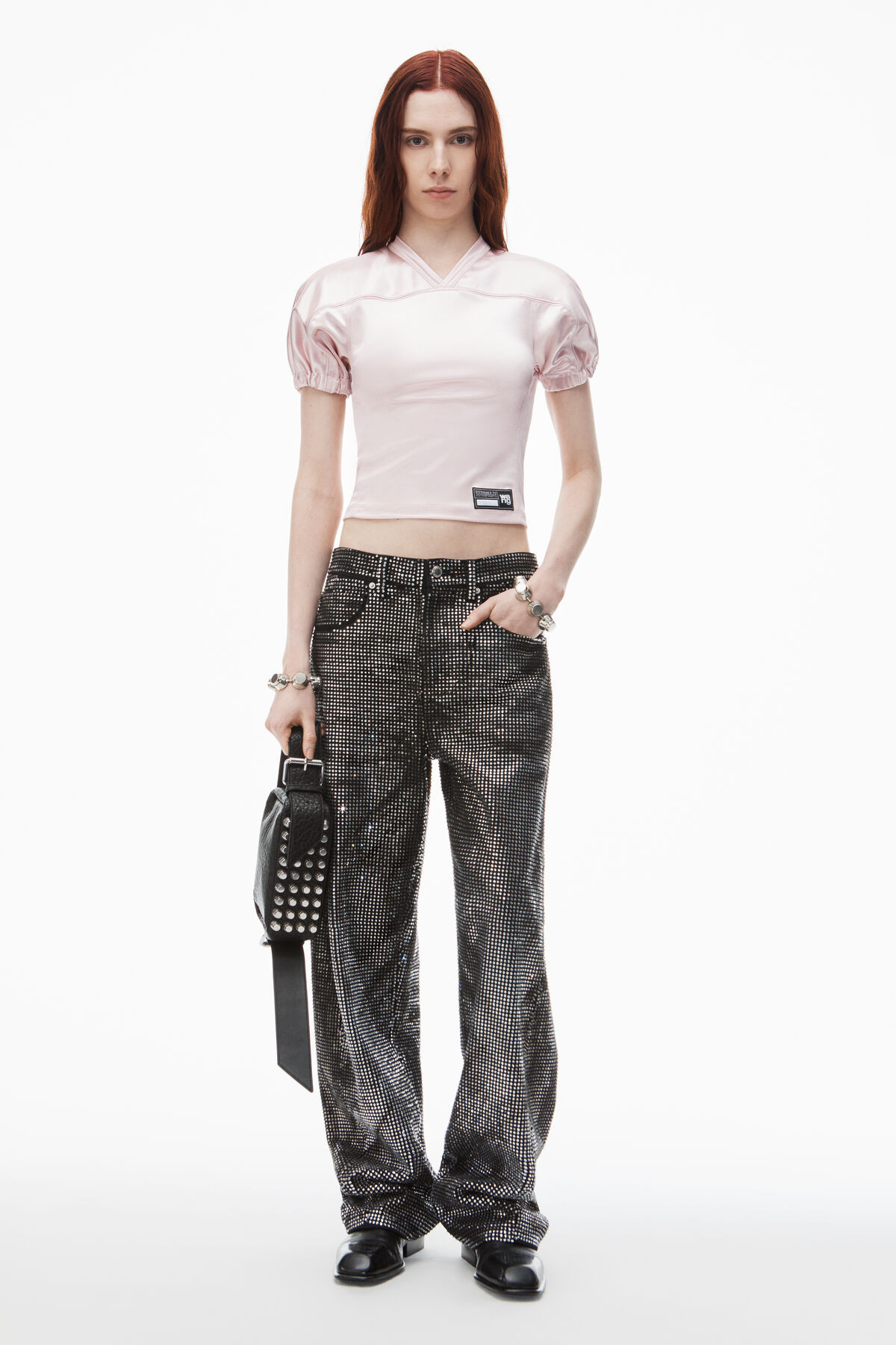 distressed crystal hotfix jeans | Alexander Wang