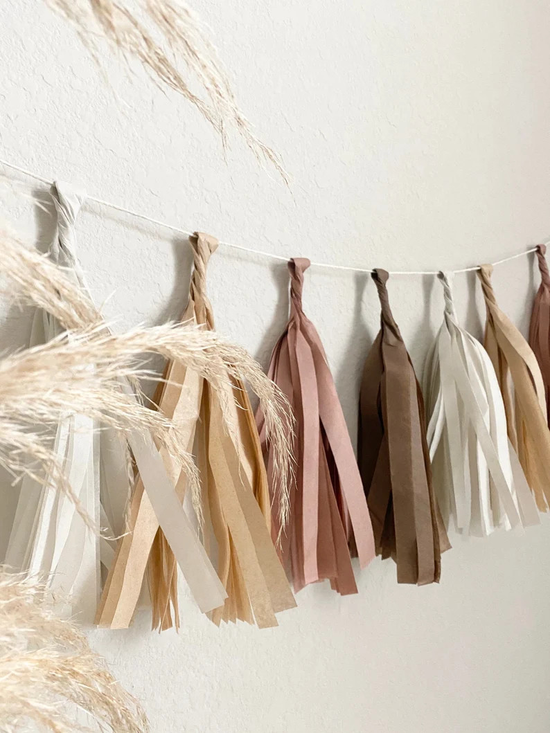 Boho Tassel Garland White Sand Tan Mocha Brown Tassels Boho | Etsy | Etsy (US)