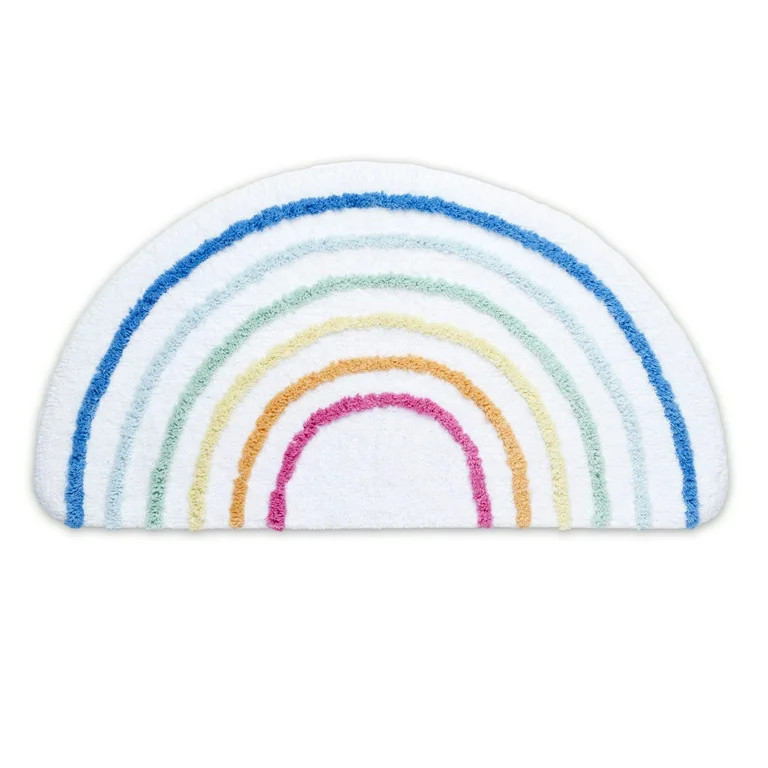 Gap Home Kids Rainbow Organic Cotton Non-Slip Bath Rug, White, 16"x30" | Walmart (US)