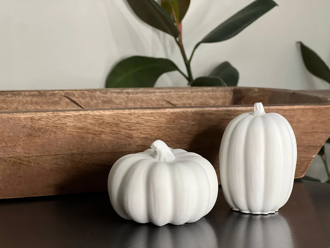 Neutral Halloween Pumpkin, Concrete Place Setting, Minipumpkin Fireplace Gift, Farmhouse Decorati... | Etsy (US)