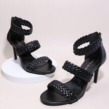 Braided Strap Stiletto Heeled Sandals | SHEIN