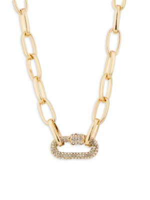 24K Goldplated & Glass Crystal Carabiner Pendant Necklace | Saks Fifth Avenue OFF 5TH