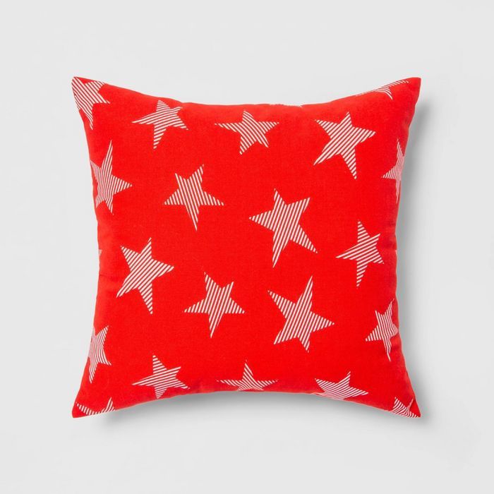 Indoor/Outdoor Striped Stars Throw Pillow Red/White - Sun Squad™ | Target