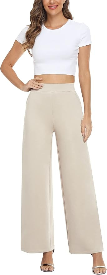 MISS MOLY Women's High Waist Wide Leg Palazzo Pants Business Casual Stretch Trousers Dress Pants | Amazon (US)