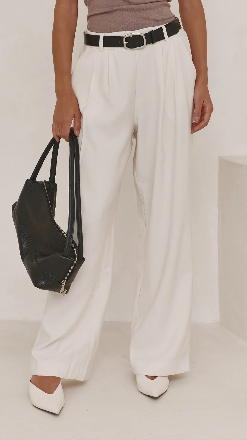 Ella Pleated Trousers - White | Charli