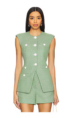 Veronica Beard Tamara Vest in Lemongrass & Dove from Revolve.com | Revolve Clothing (Global)