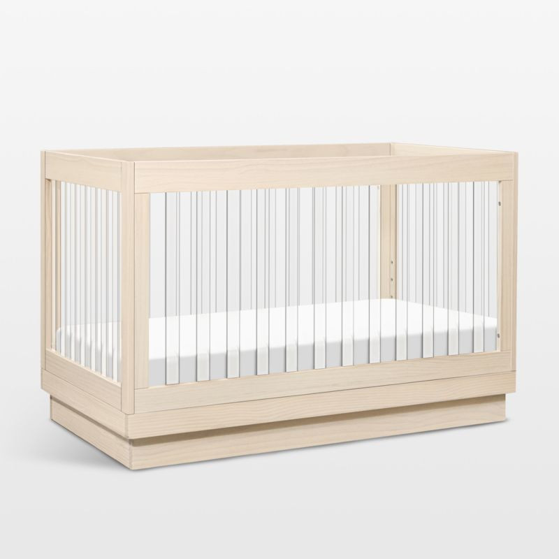 Babyletto Harlow Natural Acrylic 3-in-1 Convertible Baby Crib with Toddler Bed Conversion Kit + R... | Crate & Barrel