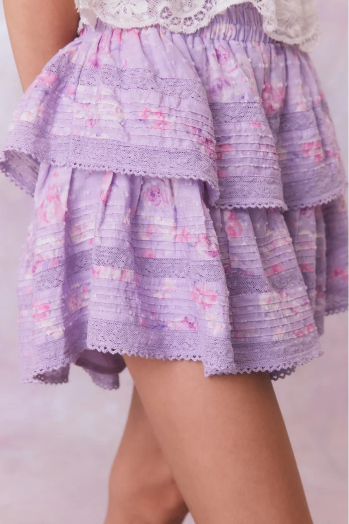 Ruffle Mini Signature Fragrance Print Skirt | LoveShackFancy