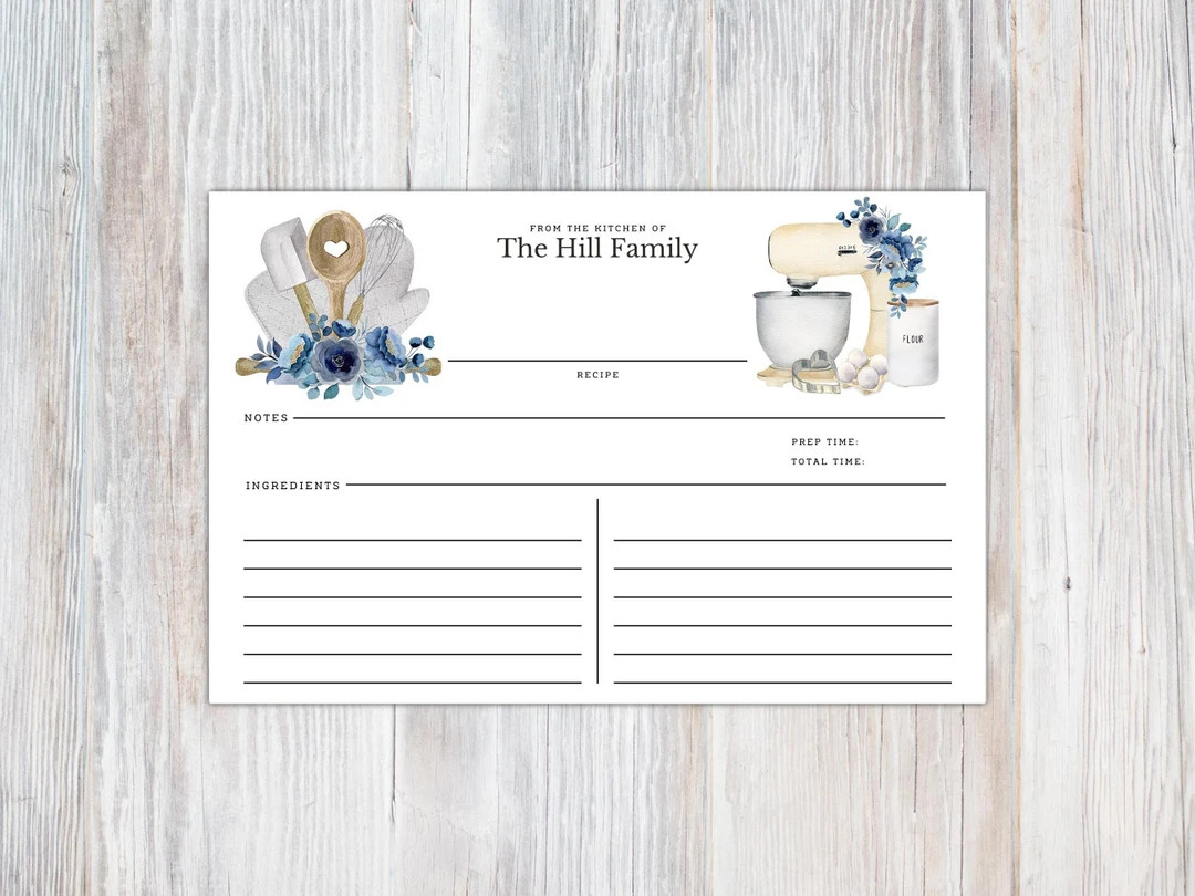 Printed Personalized Set of Recipe Cards, Kitchen Personalized Gifts, Set of 16, Personalized Rec... | Etsy (US)