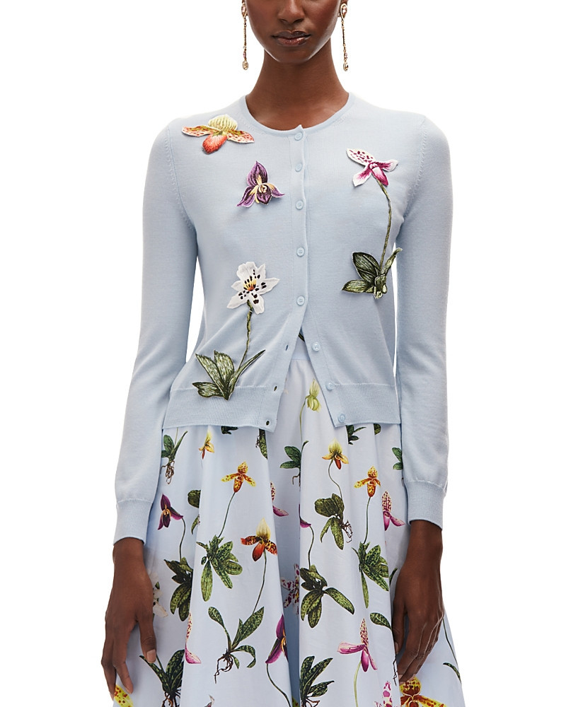 Oscar de la Renta Floral Applique Cardigan | Bloomingdale's (US)