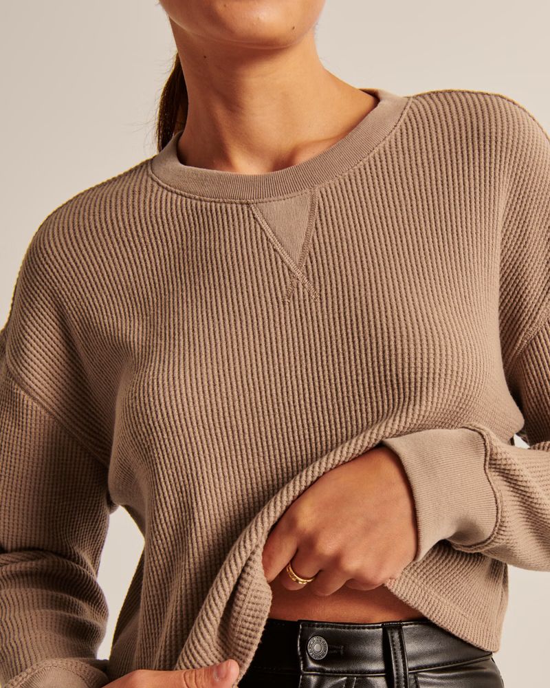 Women's Relaxed Long-Sleeve Waffle Tee | Women's New Arrivals | Abercrombie.com | Abercrombie & Fitch (US)