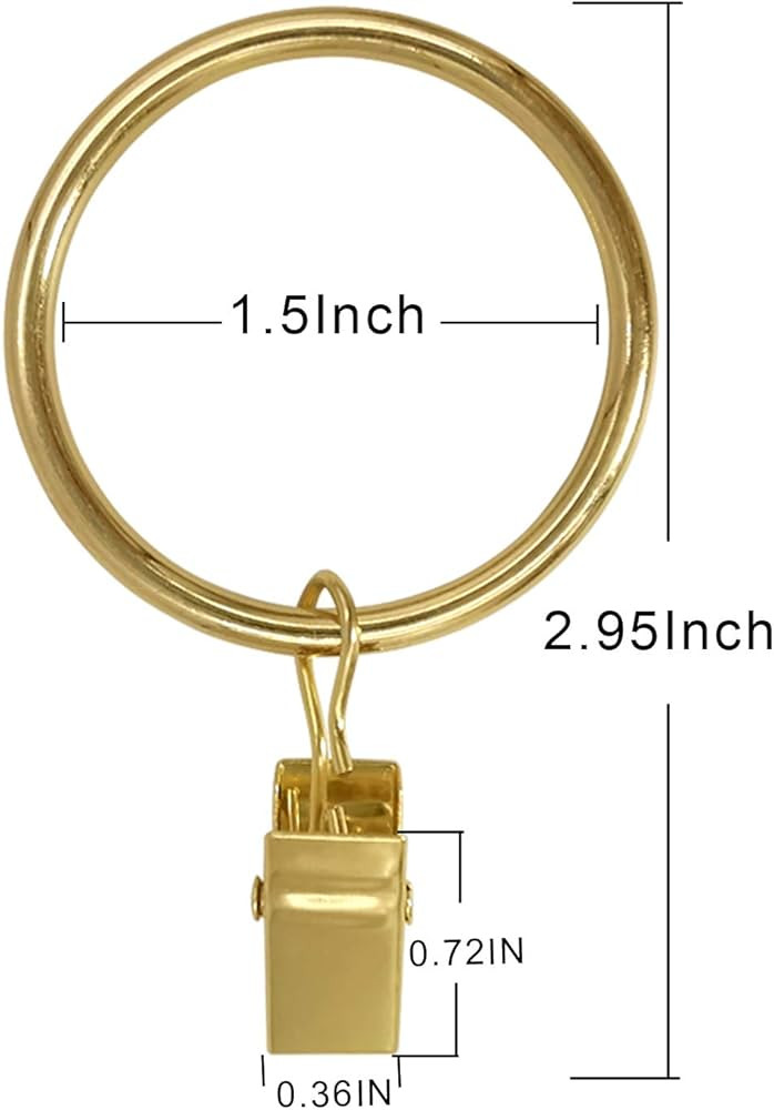 20 Pack Metal Curtain Rings with Clips, Curtain Clip Rings Hooks for Hanging Drapery Drapes Bows,... | Amazon (US)